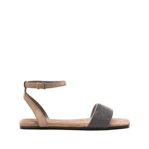 Brunello Cucinelli Monili-Detail Suede Sandals - 8 Khaki